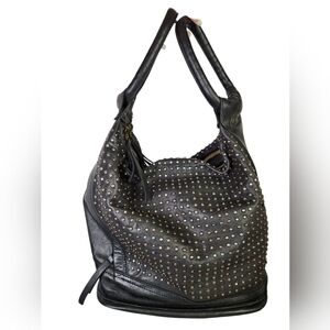 Platania Italy Black Studded Leather Hobo Bag Y2K Gwen Stefani Vibes Vintage